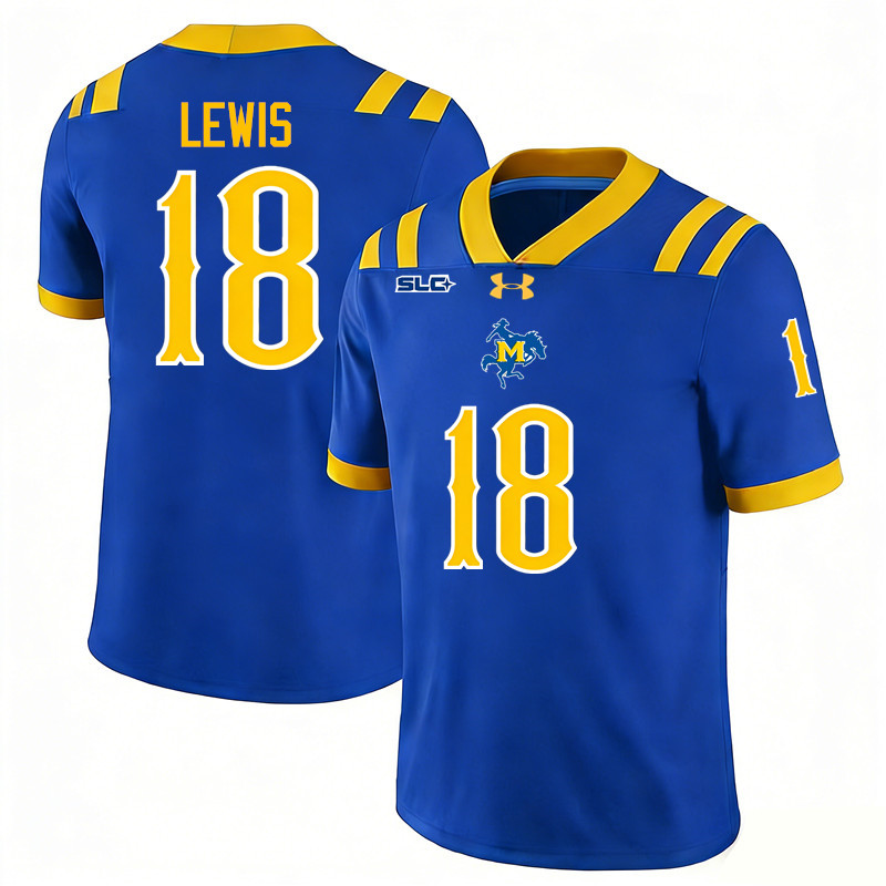 McNeese Cowboys #18 Masey Lewis College Football Jerseys,Uniforms-Royal